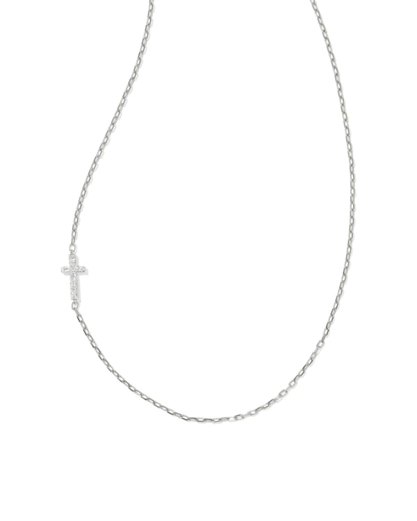 Cross Sterling Silver Inline Pave Necklace in White Topaz